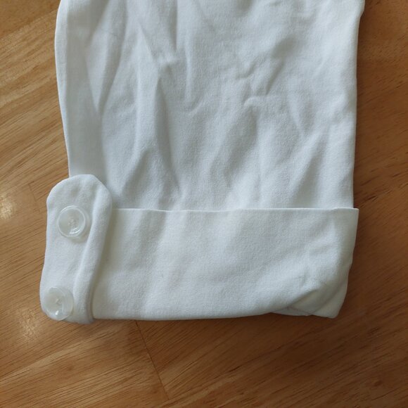 Warehouse One Women's White Capri Stretchy Tight Bottom Cuff Detail Size L - Picture 5 of 7